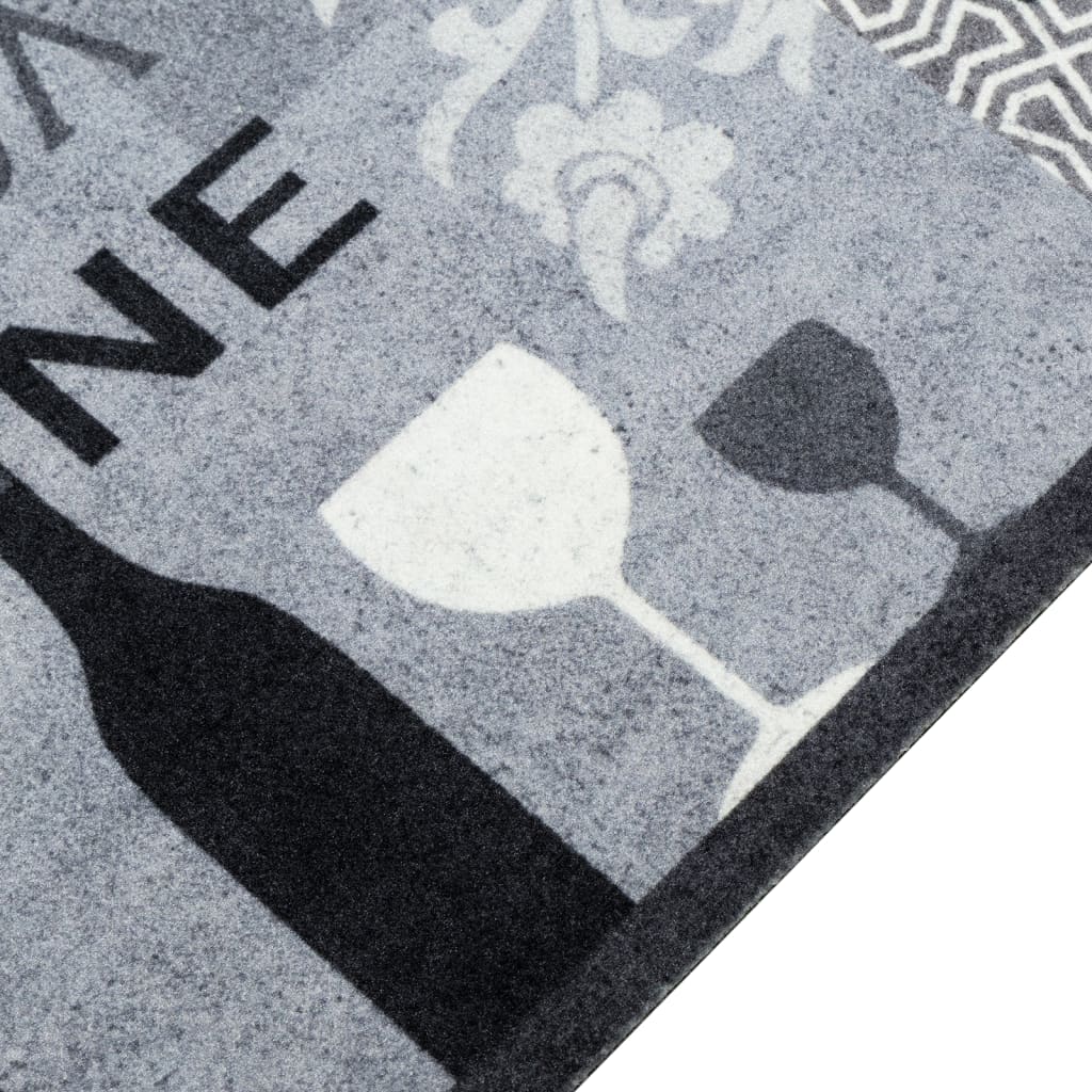 Tappeto da Cucina Lavabile Grigio Vino 60x300 cm in Velluto - homemem39