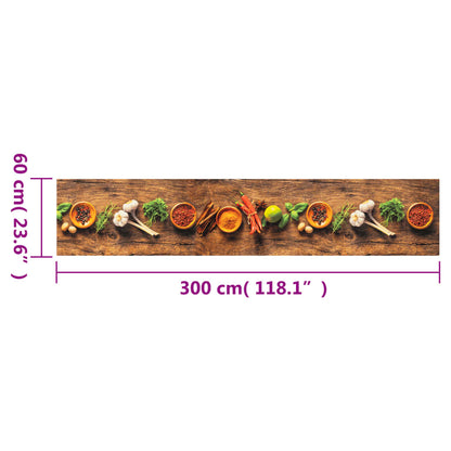 Tappeto da Cucina Lavabile Spezie 60x300 cm Velluto | homemem39
