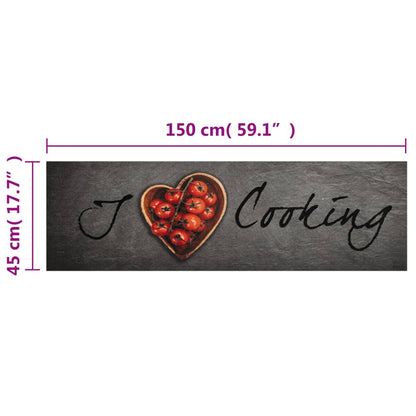 Tappeto da Cucina Lavabile Testo Cucinare 45x150 cm in Velluto