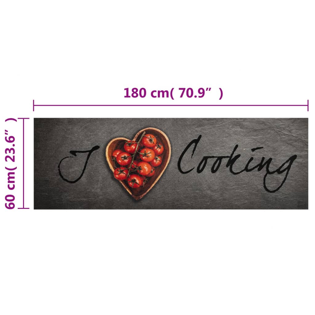 Tappeto da Cucina Lavabile Testo Cucinare 60x180 cm in Velluto - homemem39