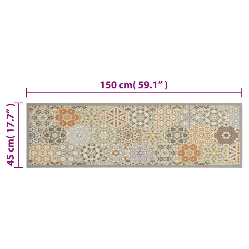 Tappeto da Cucina Lavabile Pastello Esagono 45x150 cm Velluto | homemem39