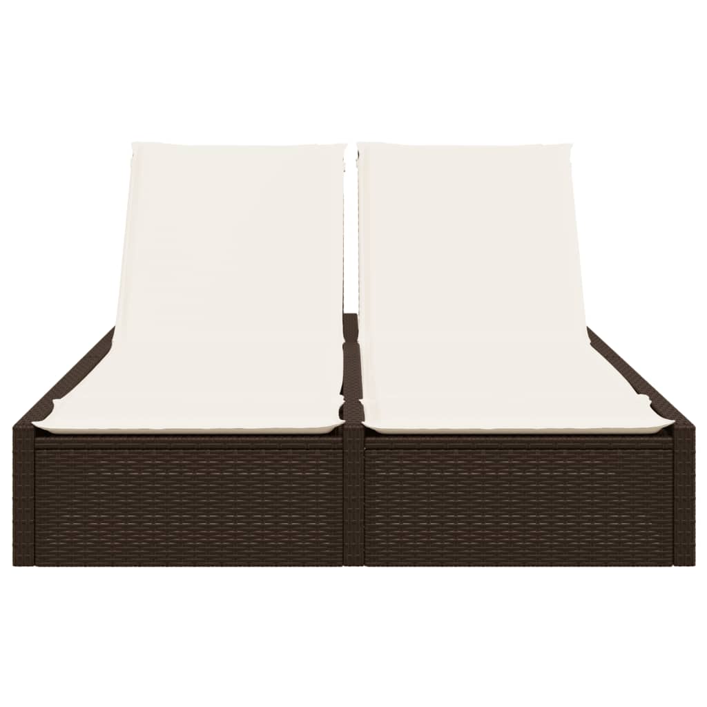 Lettino Prendisole con Cuscini Marrone in Polyrattan - homemem39