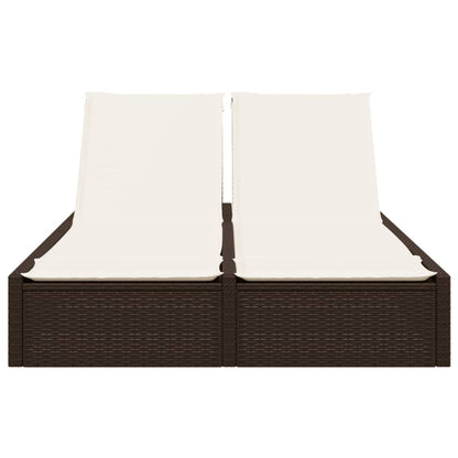 Lettino Prendisole con Cuscini Marrone in Polyrattan - homemem39