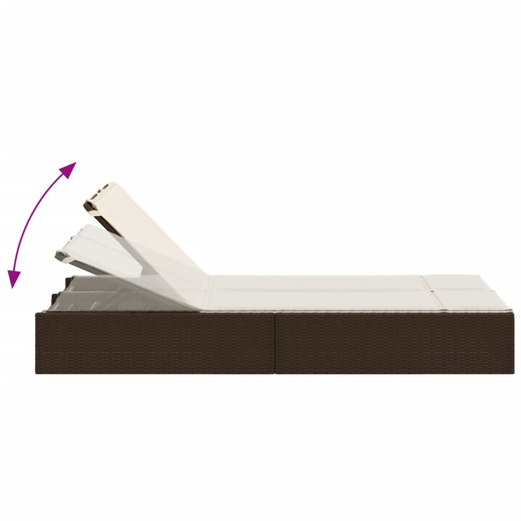 Lettino Prendisole con Cuscini Marrone in Polyrattan - homemem39