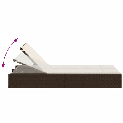 Lettino Prendisole con Cuscini Marrone in Polyrattan - homemem39