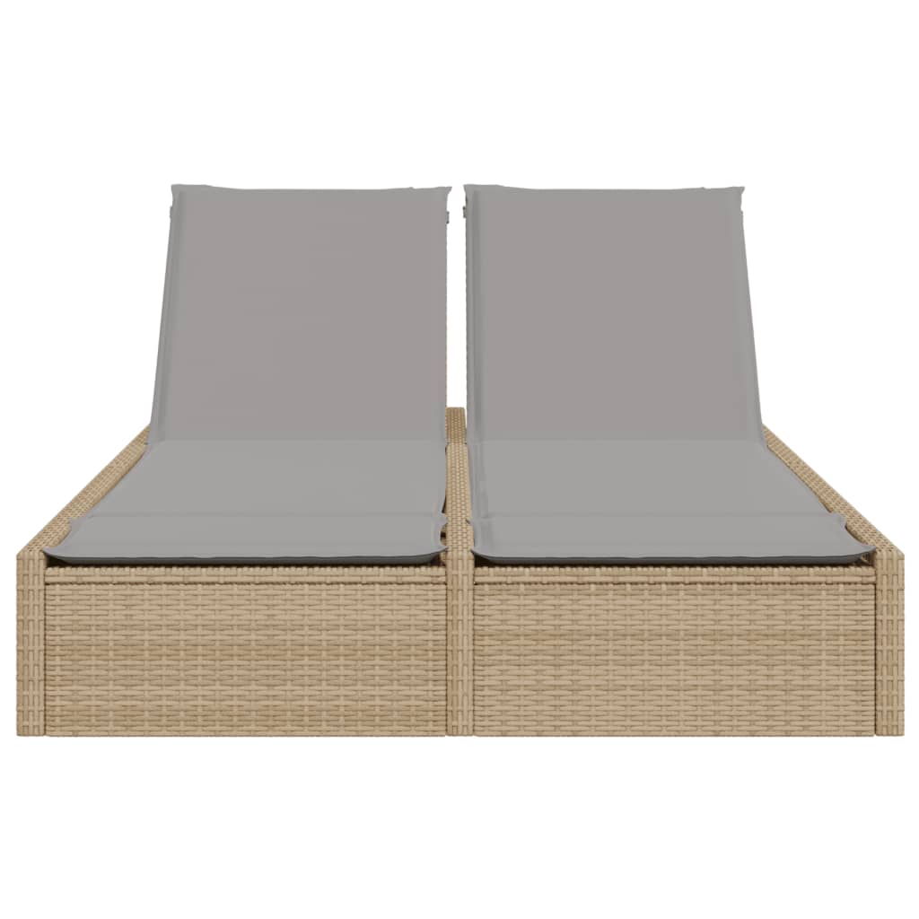 Lettino Prendisole con Cuscini Beige in Polyrattan - homemem39