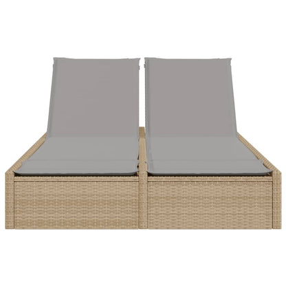 Lettino Prendisole con Cuscini Beige in Polyrattan - homemem39