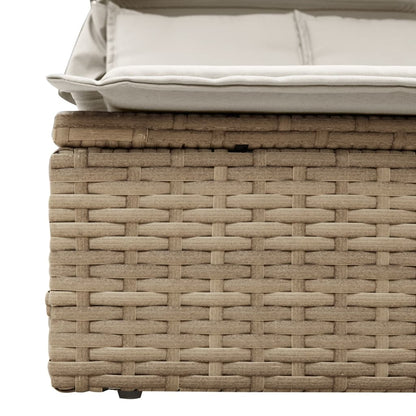 Lettino Doppio con Baldacchino e Cuscini Beige in Polyrattan | homemem39