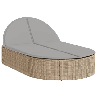 Lettino Prendisole con Cuscini Beige in Polyrattan - homemem39