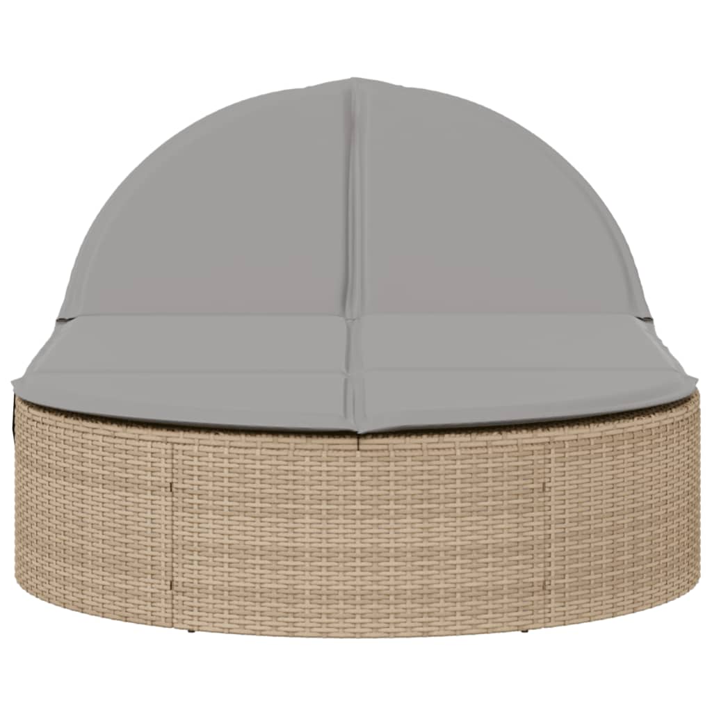 Lettino Prendisole con Cuscini Beige in Polyrattan - homemem39