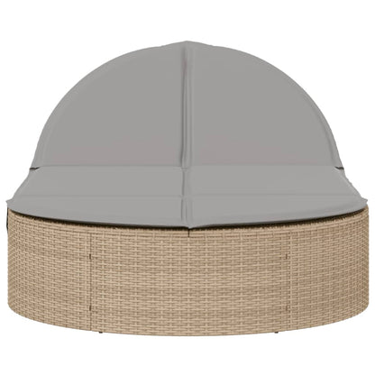 Lettino Prendisole con Cuscini Beige in Polyrattan - homemem39