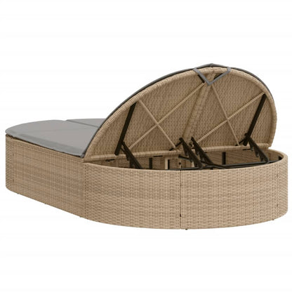 Lettino Prendisole con Cuscini Beige in Polyrattan - homemem39