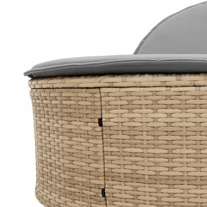 Lettino Prendisole con Cuscini Beige in Polyrattan - homemem39
