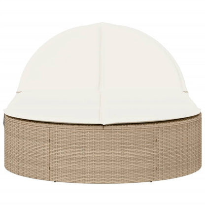 Lettino Prendisole con Cuscini Beige in Polyrattan - homemem39
