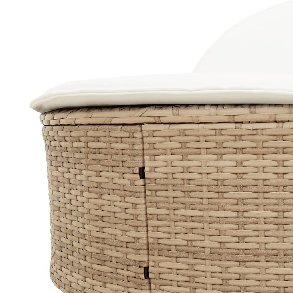 Lettino Prendisole con Cuscini Beige in Polyrattan - homemem39