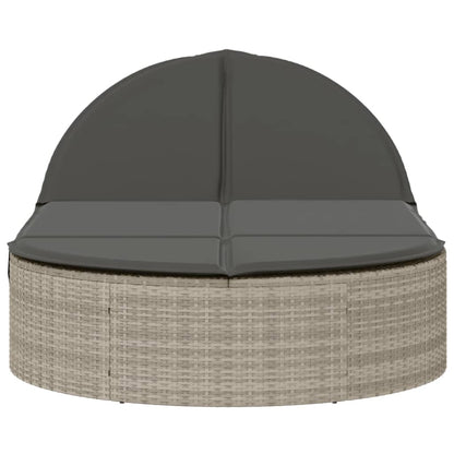 Lettino Prendisole Doppio con Cuscini Grigio Chiaro Polyrattan - homemem39