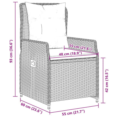 Sedie da Giardino Reclinabili 2 pz Nere in Polyrattan