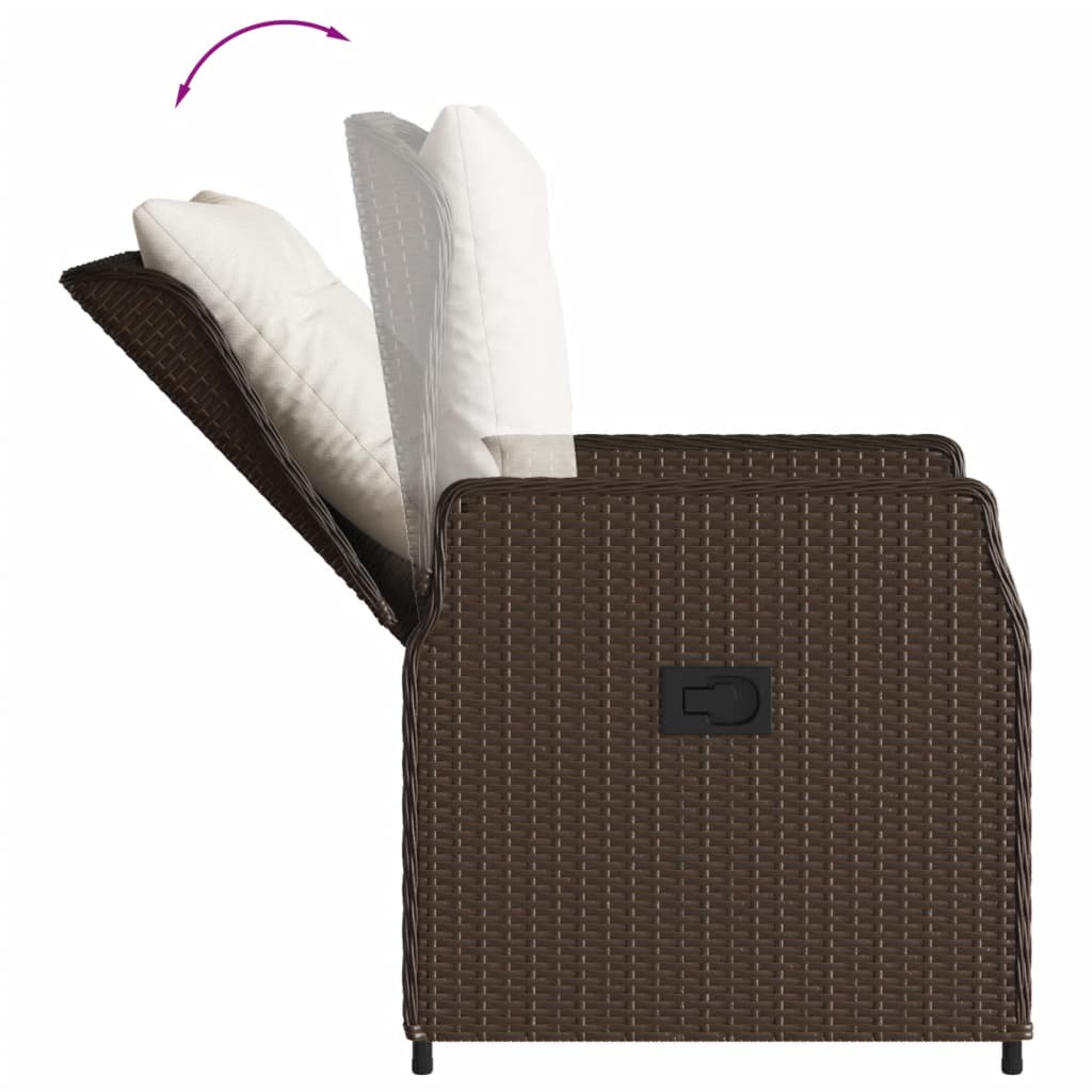 Sedie da Giardino Reclinabili 2 pz Marrone Polyrattan