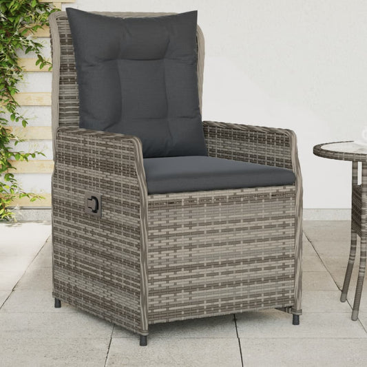 Sedie da Giardino Reclinabili 2 pz Grigio Polyrattan