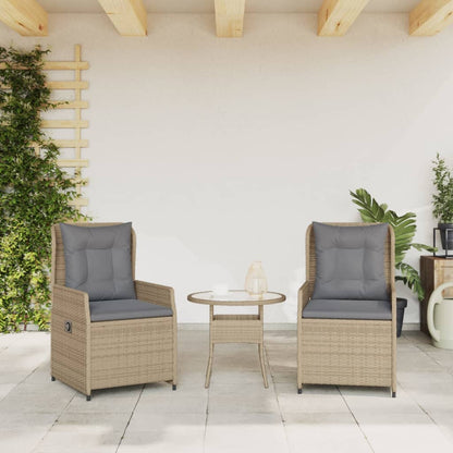 Sedie da Giardino Reclinabili 2 pz Beige Polyrattan - homemem39