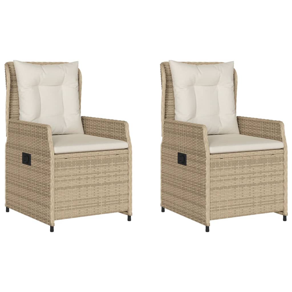 Sedie da Giardino Reclinabili 2 pz Beige Polyrattan | homemem39