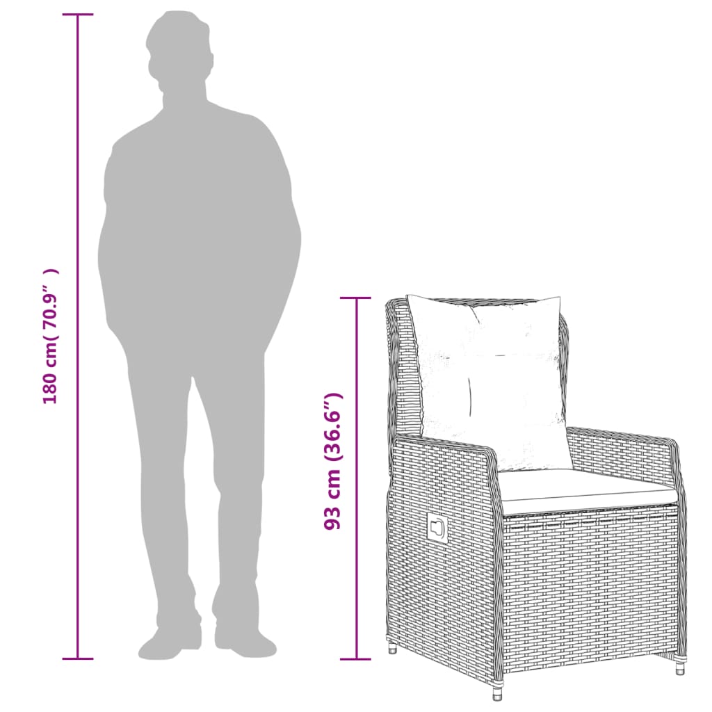 Sedie da Giardino Reclinabili 2 pz Beige Polyrattan - homemem39