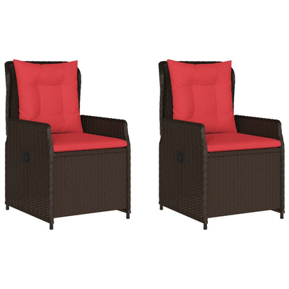 Sedie da giardino reclinabili 2 pz in Polyrattan Marrone | homemem39