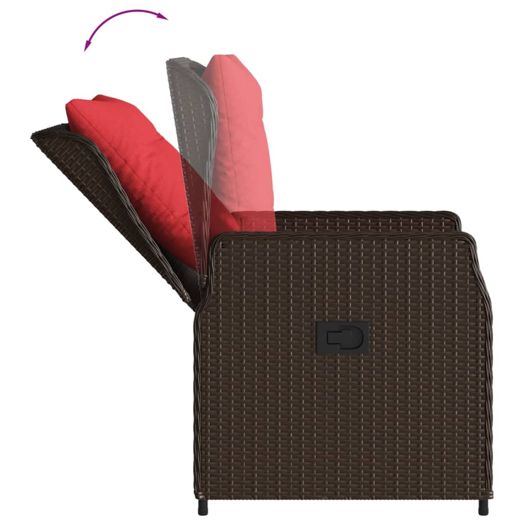 Sedie da giardino reclinabili 2 pz in Polyrattan Marrone | homemem39