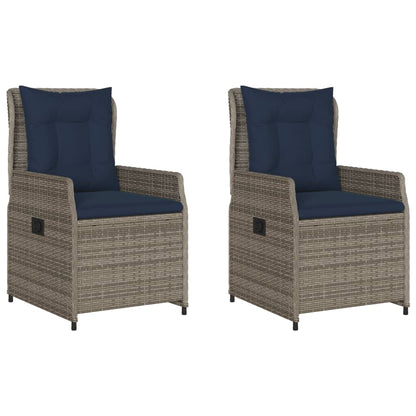 Sedie da giardino reclinabili 2 pz in Polyrattan Grigio | homemem39