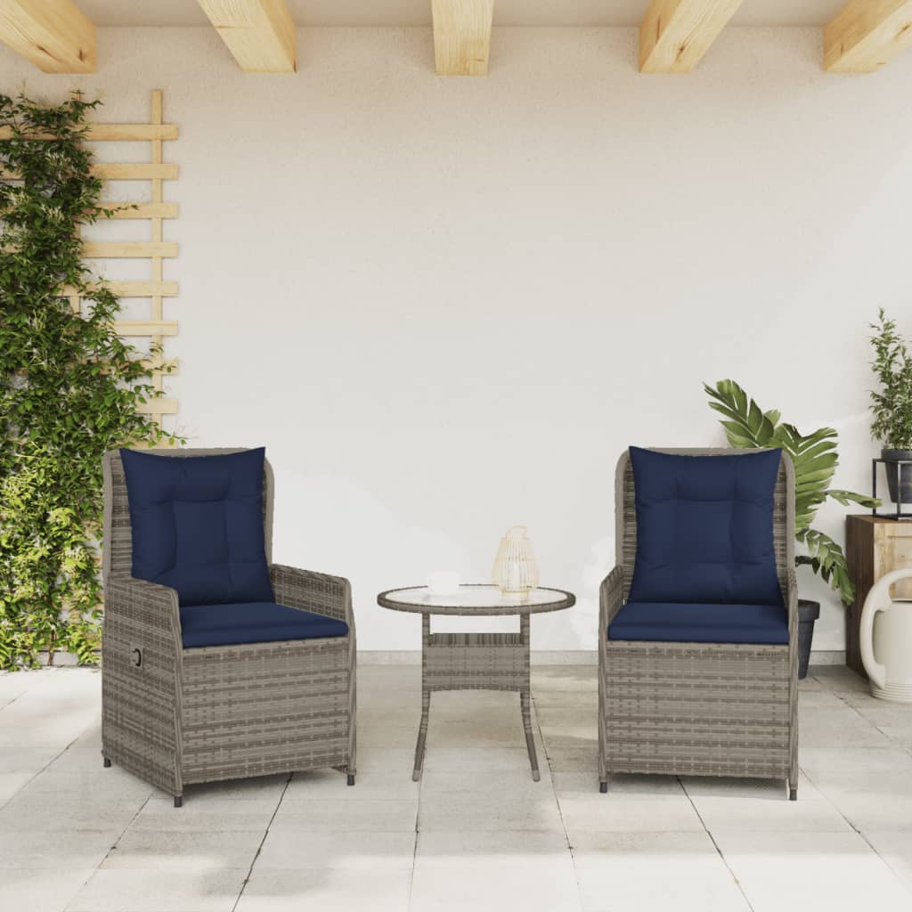 Sedie da giardino reclinabili 2 pz in Polyrattan Grigio | homemem39