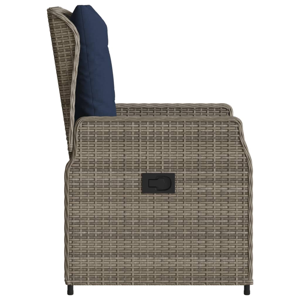 Sedie da giardino reclinabili 2 pz in Polyrattan Grigio | homemem39