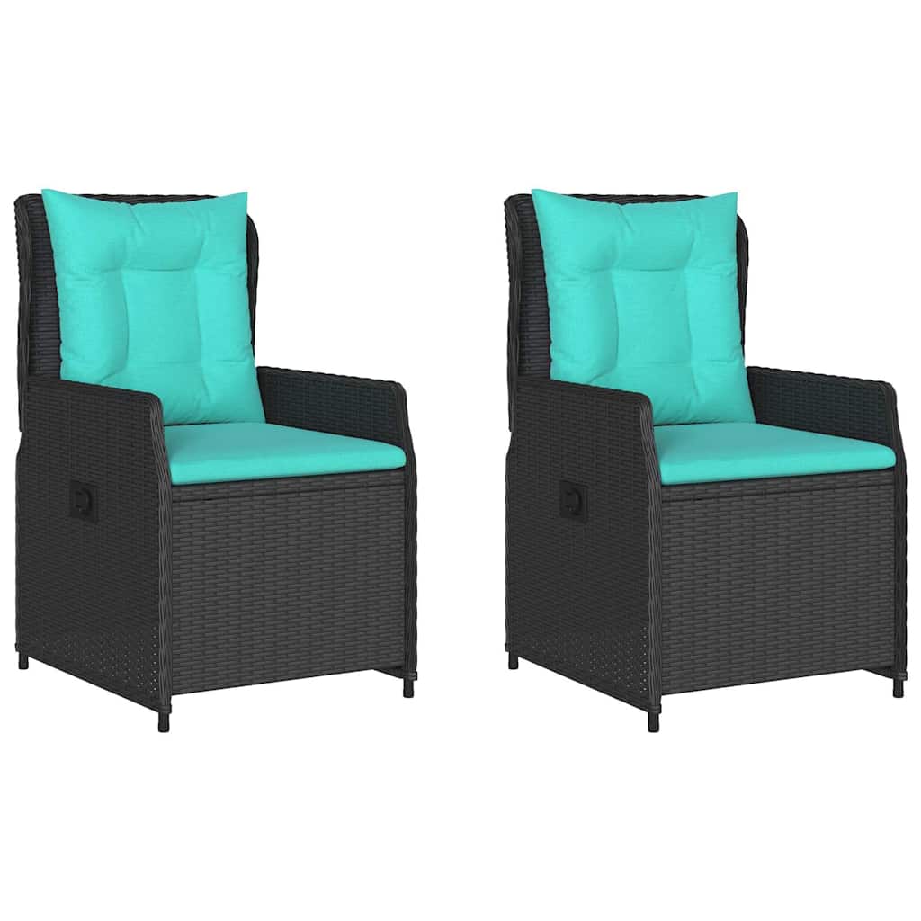 Sedie da giardino reclinabili 2 pz in Polyrattan Nero | homemem39