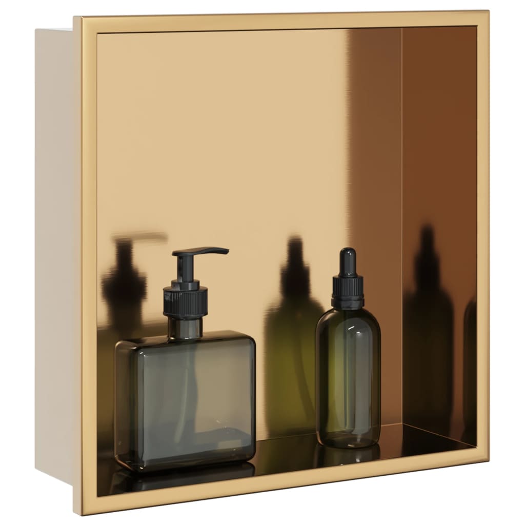 Nicchia per Doccia Oro Spazzolato 32x32x9cm in Acciaio Inox | homemem39