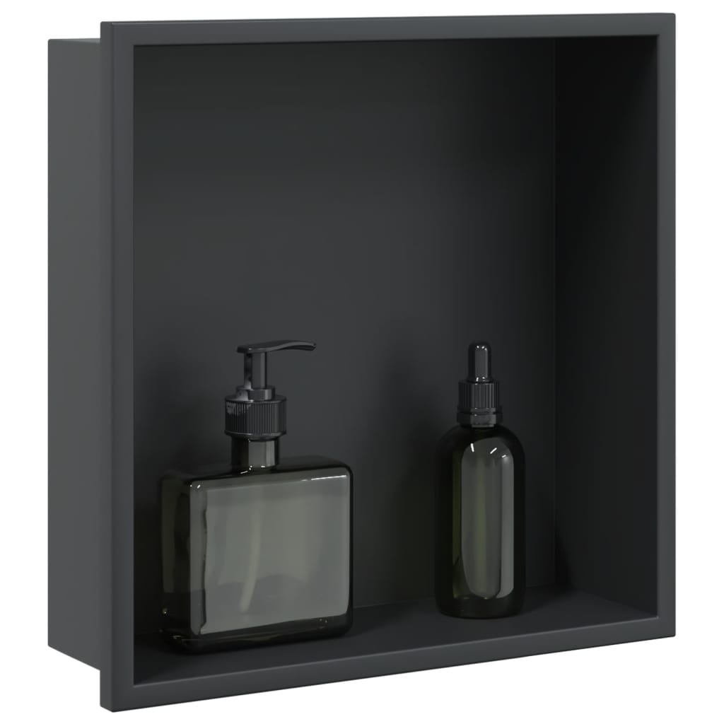 Nicchia per Doccia Nero Opaco 32x32x9cm in Acciaio Inox - homemem39