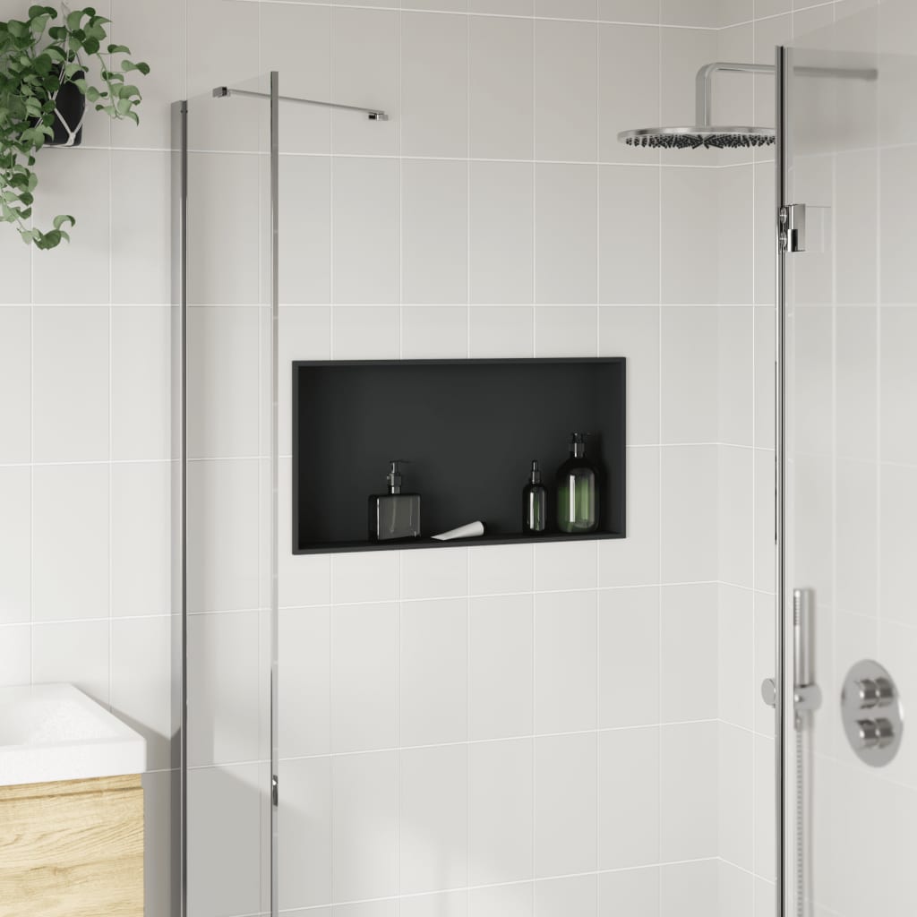 Nicchia per Doccia Nero Opaco 62x32x9cm in Acciaio Inox | homemem39