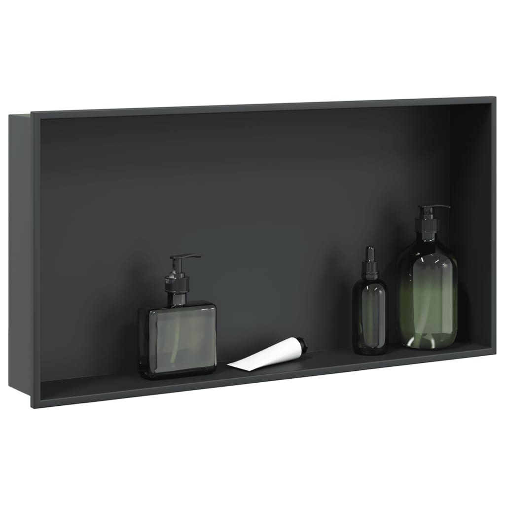 Nicchia per Doccia Nero Opaco 62x32x9cm in Acciaio Inox - homemem39