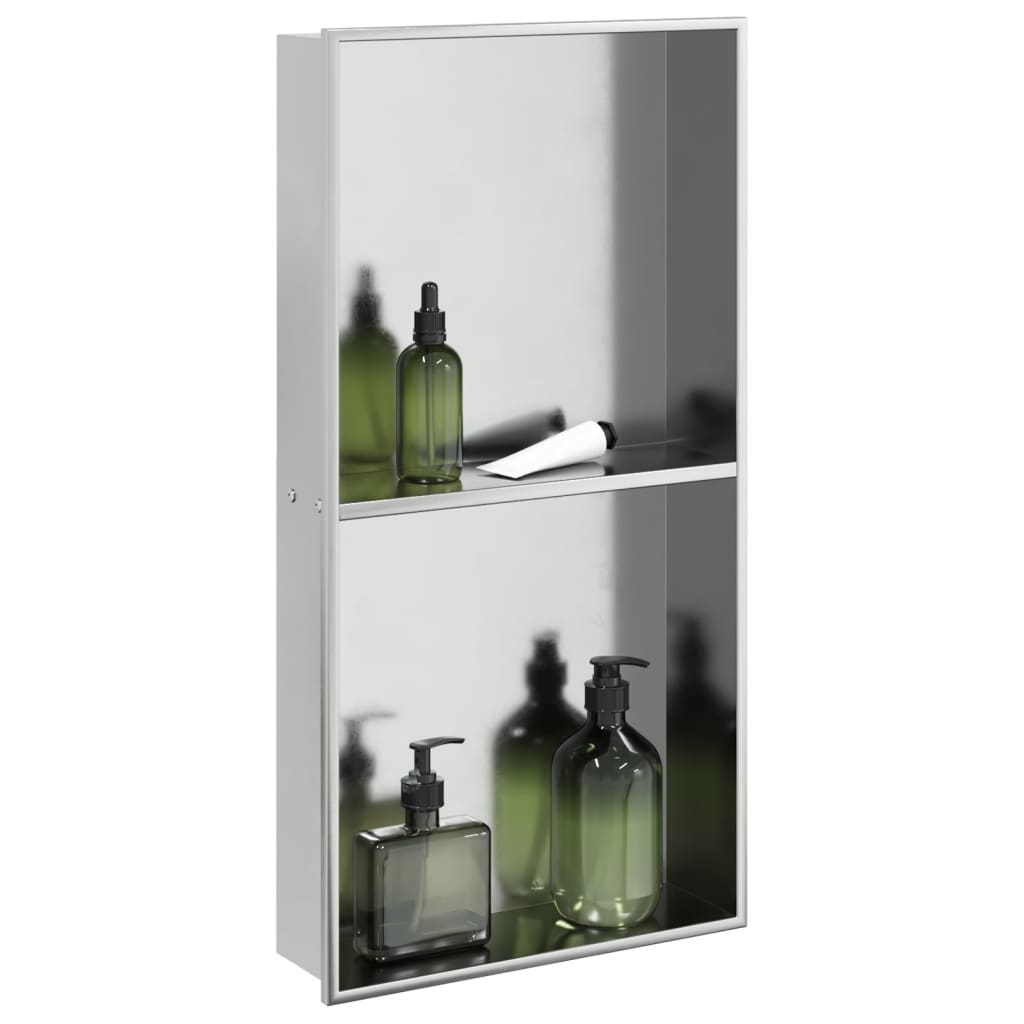 Nicchia per Doccia Argento Spazzolato 32x62x9cm in Acciaio Inox - homemem39