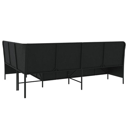 Divano da Giardino a L con Cuscini Nero in Polyrattan | homemem39