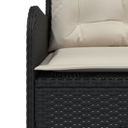 Divano da Giardino a L con Cuscini Nero in Polyrattan | homemem39