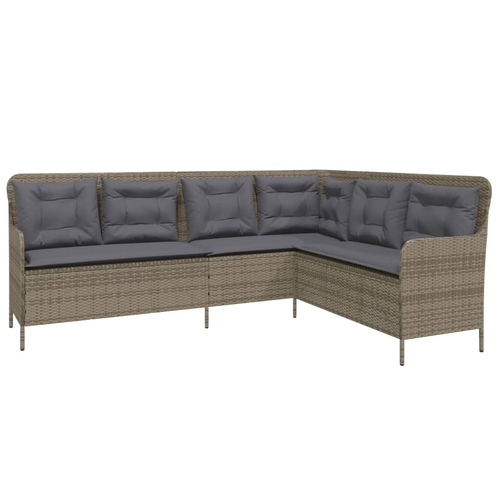 Divano da Giardino con Cuscini a L Grigio in Polyrattan | homemem39