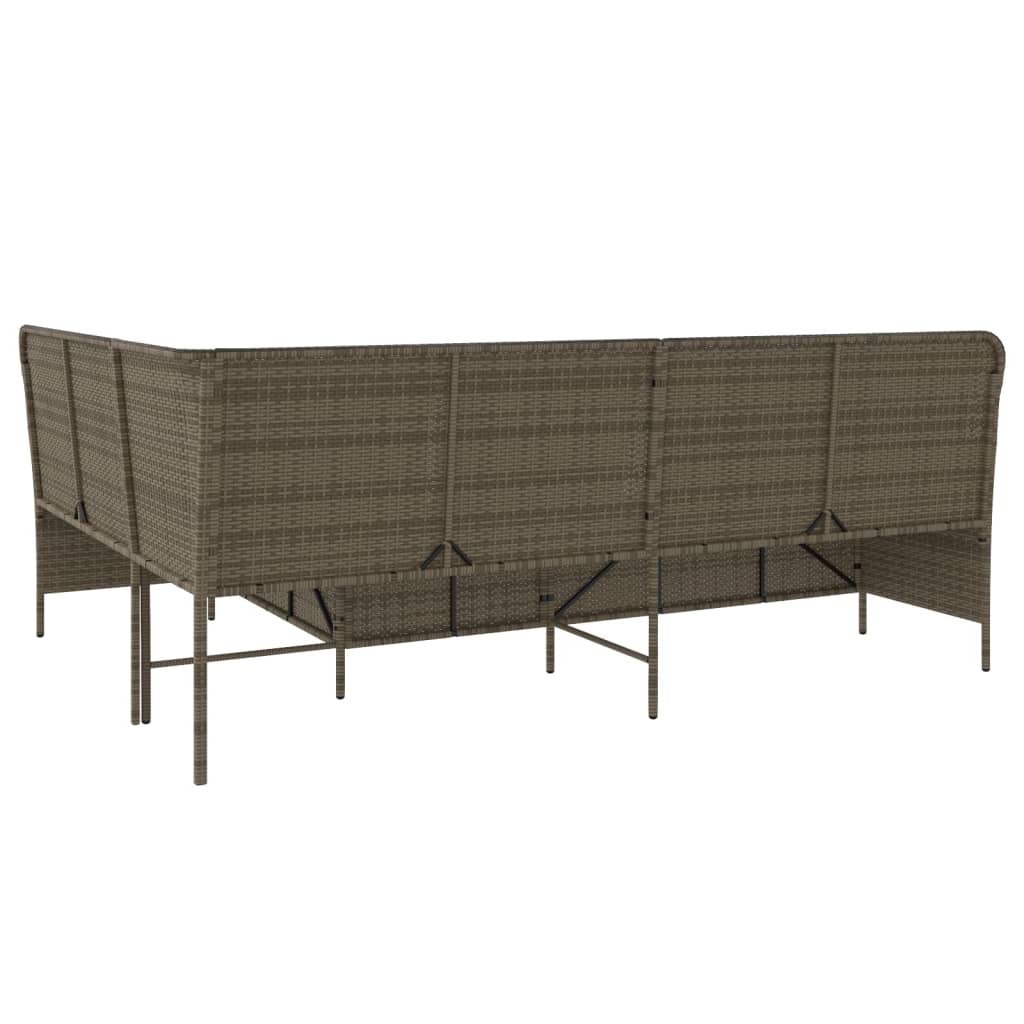 Divano da Giardino con Cuscini a L Grigio in Polyrattan | homemem39