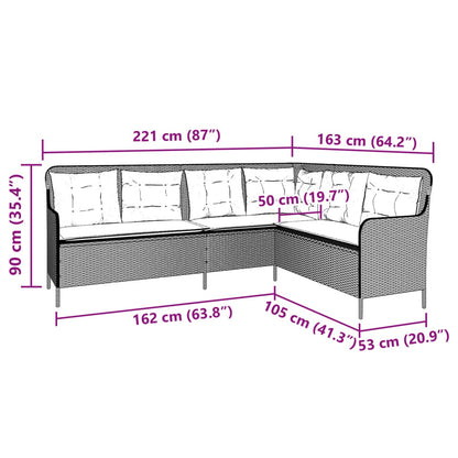 Divano da Giardino con Cuscini a L Grigio in Polyrattan | homemem39