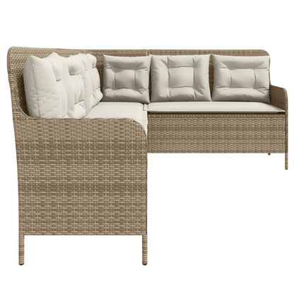 Divano da Giardino con Cuscini a L Beige in Polyrattan | homemem39