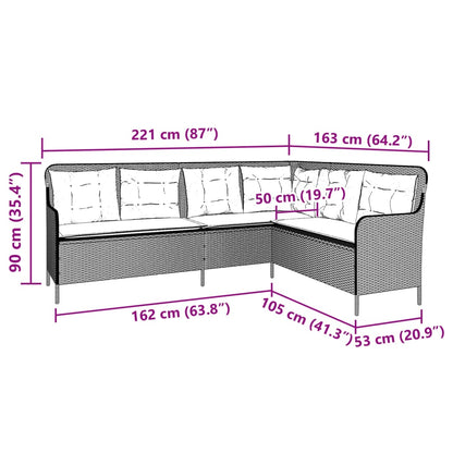 Divano da Giardino con Cuscini a L Beige in Polyrattan | homemem39