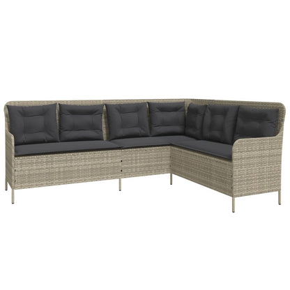 Divano da Giardino con Cuscini a L Grigio Chiaro in Polyrattan | homemem39