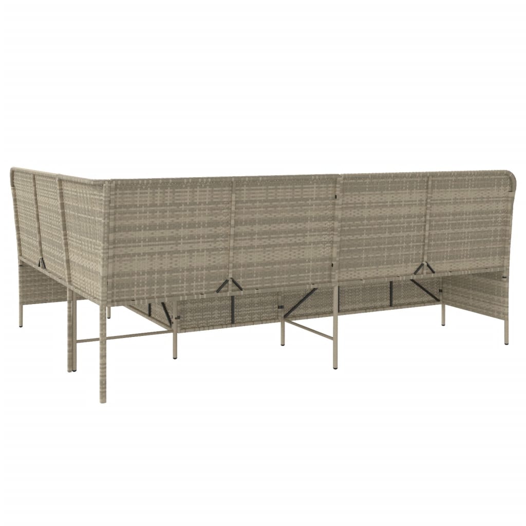 Divano da Giardino con Cuscini a L Grigio Chiaro in Polyrattan | homemem39