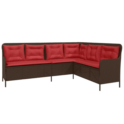 Divano da giardino con Cuscini a forma di L in Polyrattan Marrone | homemem39