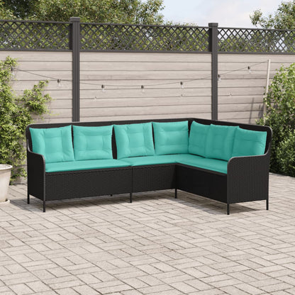 Divano da giardino con Cuscini a forma di L in Polyrattan Nero | homemem39