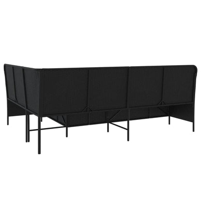 Divano da giardino con Cuscini a forma di L in Polyrattan Nero | homemem39
