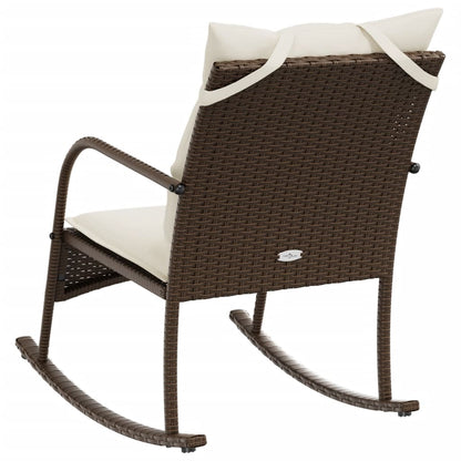 Sedia a Dondolo da Giardino con Cuscini in Polyrattan Marrone - homemem39